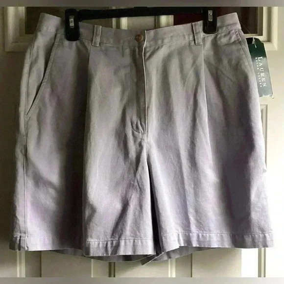 NWT NWT Lauren Ralph Lauren  High Rise light Lavender Chino Shorts Size 12 - Picture 2 of 7